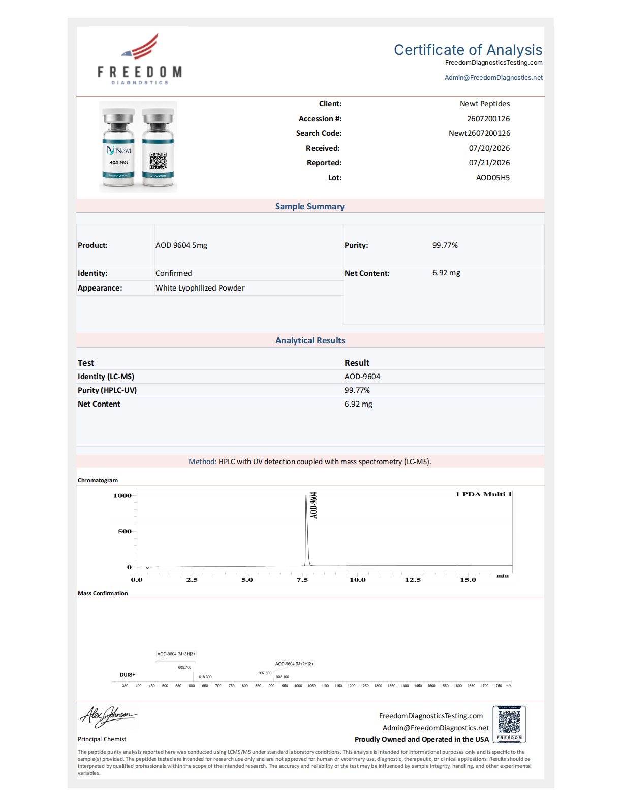 AOD-9604 COA page 1