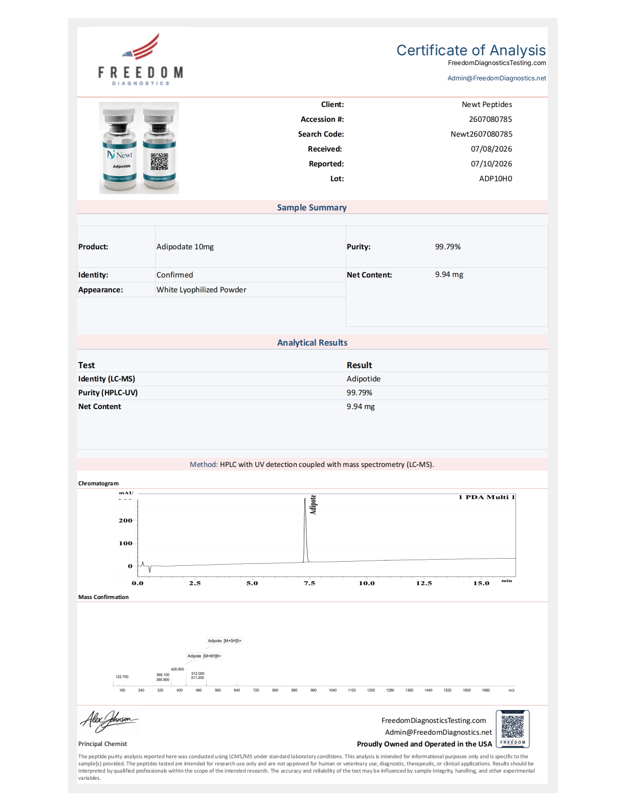 Adipotide COA page 1