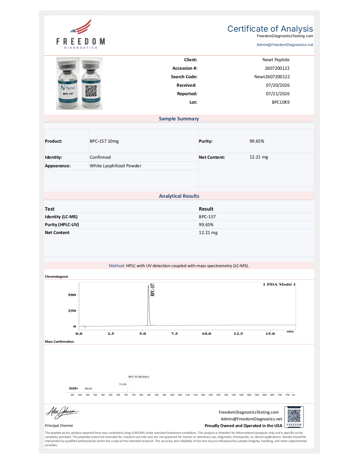 BPC-157 COA page 1