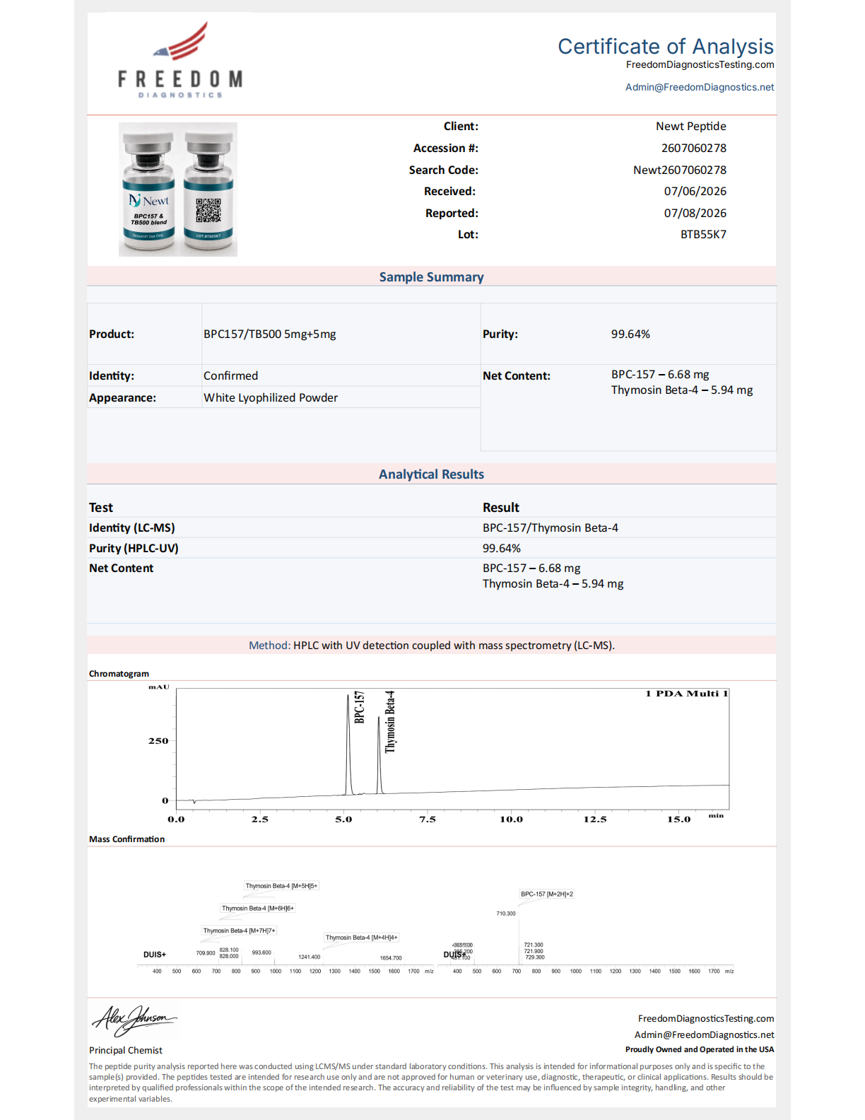 BPC-157 & TB-500 COA page 1