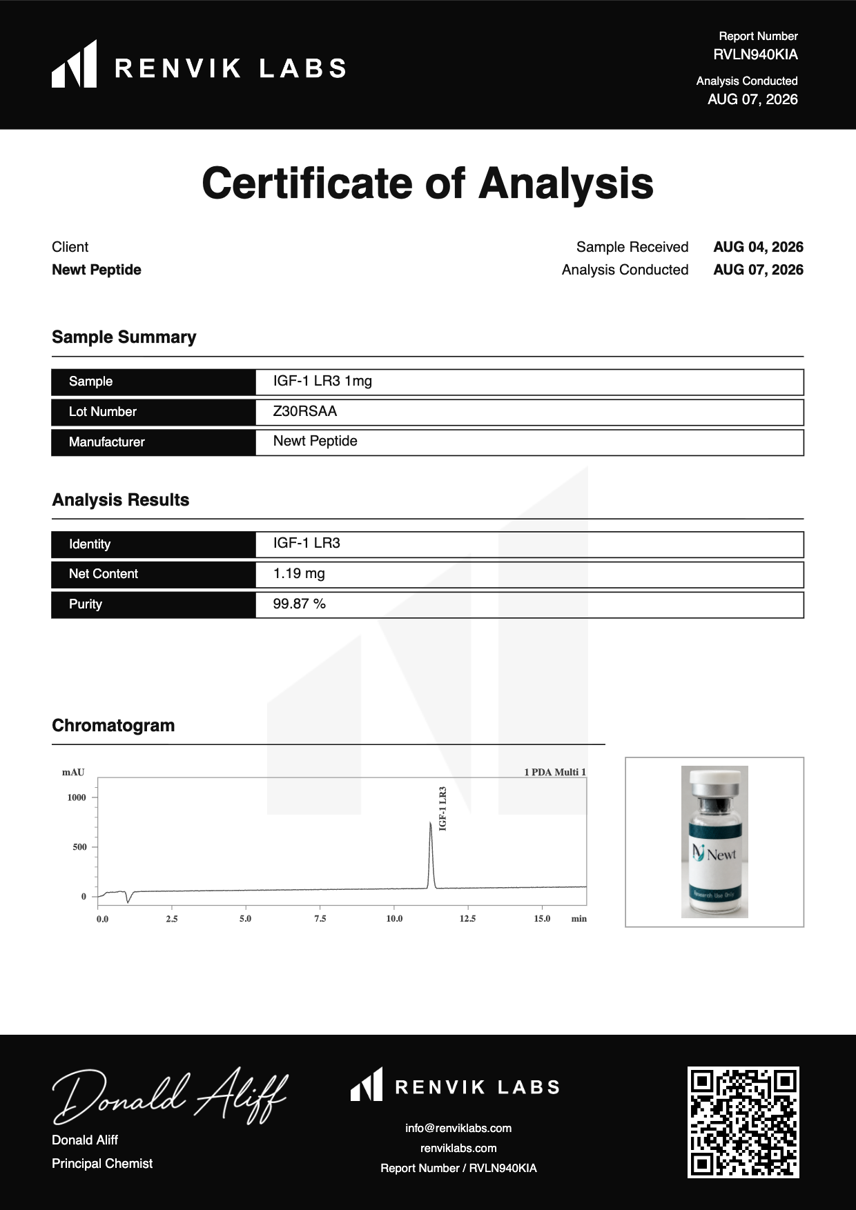 IGF-1 LR3 COA page 1