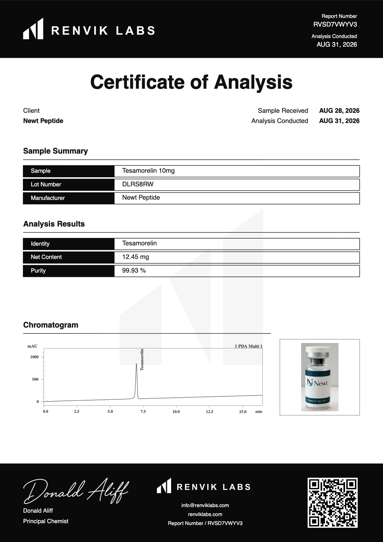 Tesamorelin COA page 1