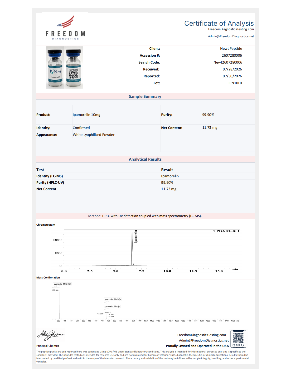 Ipamorelin COA page 1