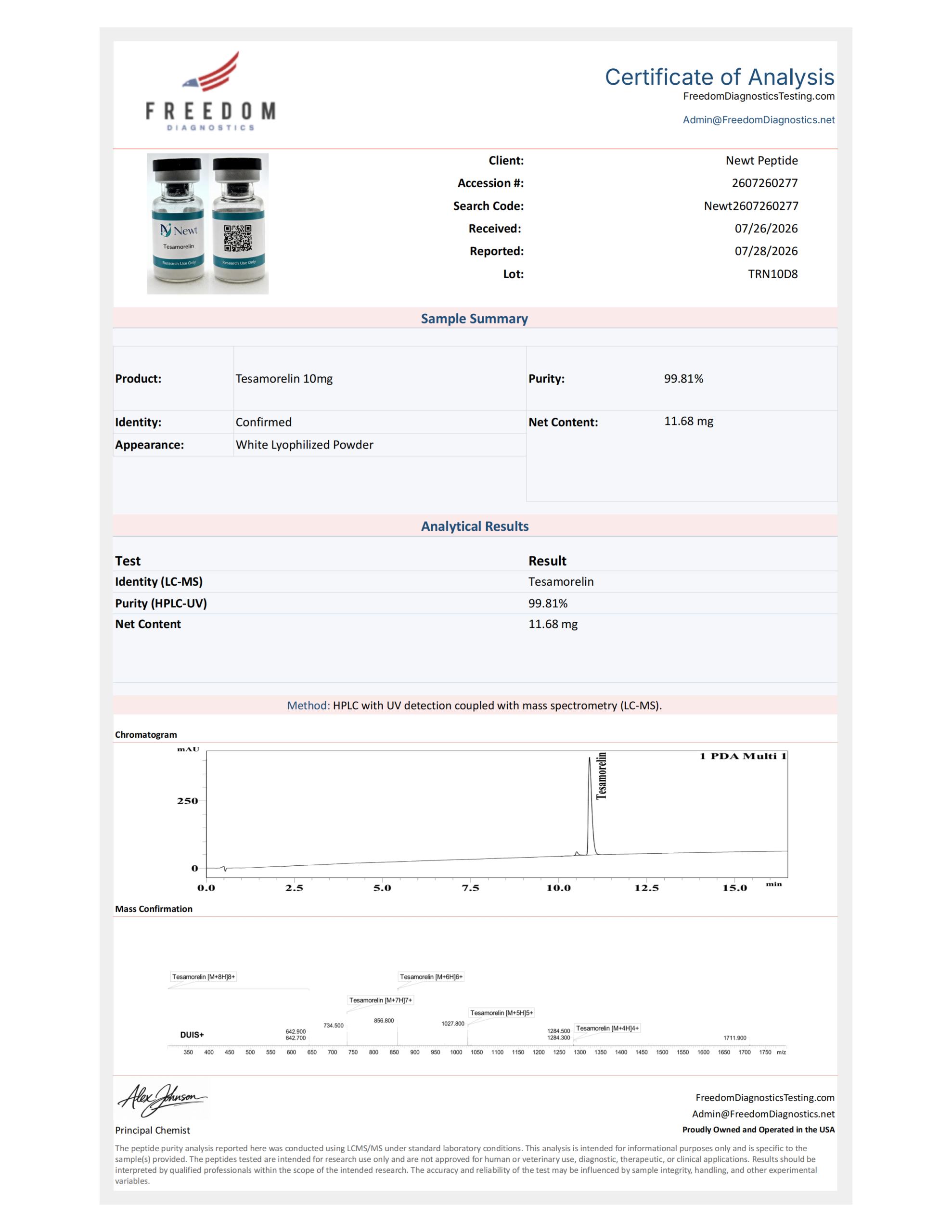 Tesamorelin COA page 1